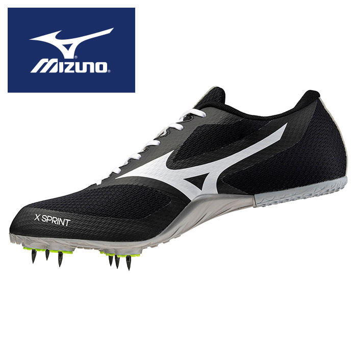 ★驚きの軽さ！土トラック兼用のエントリーモデル★【 ミズノ MIZUNO 】【 シューズ 靴 】陸上 スパイク エックススプリント メンズ レディース 男女兼用 短距離 走幅跳 U1GA242405 ブラック/ホワイト/シルバー [ten][240328][amz]｜Awa-spo 店