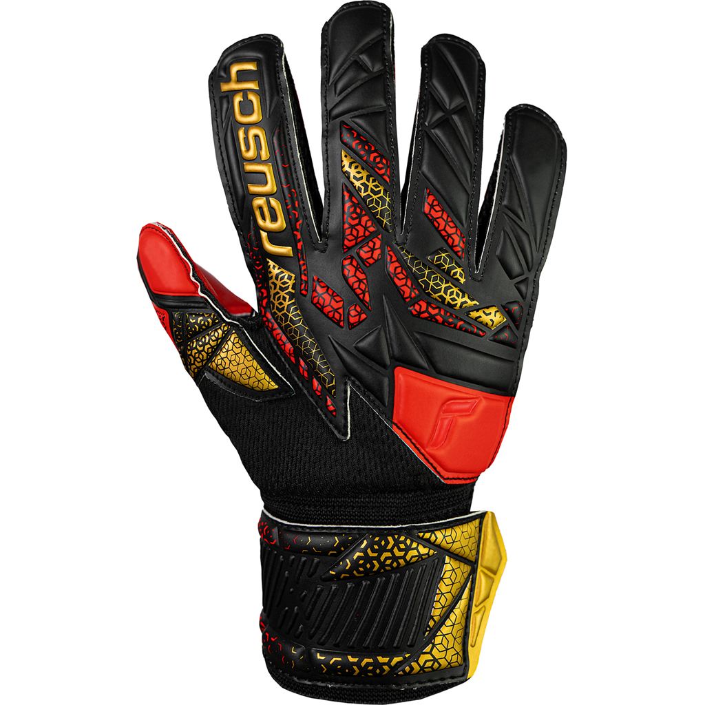 【 ロイシュ reusch 】【 手袋 グローブ 】 サッカー ジュニア キーパーグローブ アトラクト シルバー ジュニア 子供 キーパー グローブ こども 小学生 (7075) 5562215 ブラック/ゴールド/Fレッド [251114][amz]