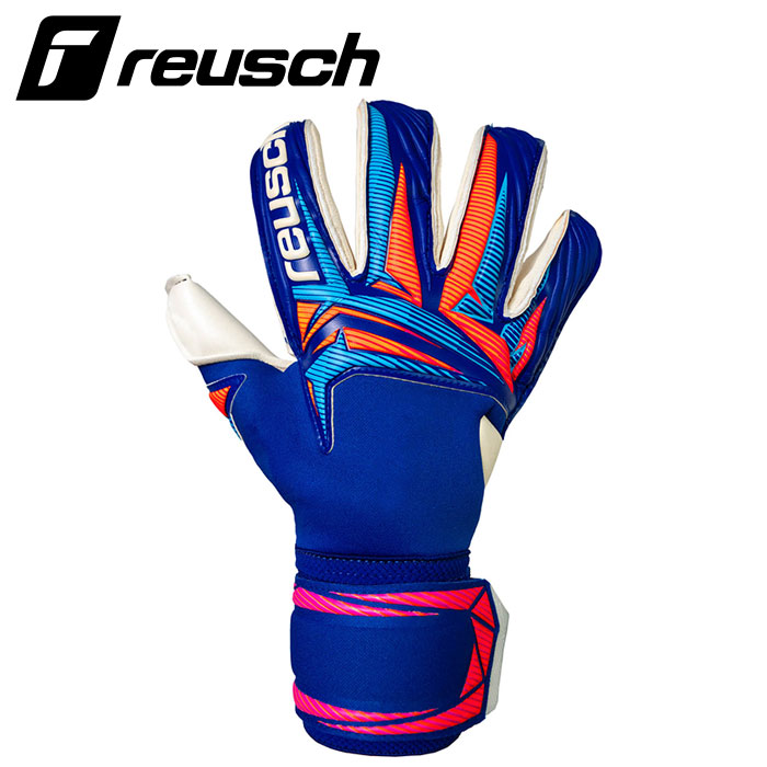 【 2026年 春夏モデル】【 ロイシュ reusch 】【 手袋 グローブ 】 サッカー キーパーグローブ アトラクト ゴールドX ロールフィンガー メンズ レディース 男女兼用 キーパー 5670965 (4126) ブルー/ホワイト/オレンジ [260312][amz]｜Awa-spo 店
