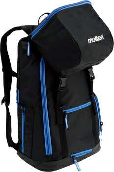 ★ネーム入れ可★【 モルテン molten 】【 スポーツバッグ 】 サッカー リュックサック バックパック 40リットル 40L (ボール収納部を除く) ボール収納ネット付き 部活 合宿 大容量 名入れ LF0013-KB ブラック×ブルー [180118][amz]
