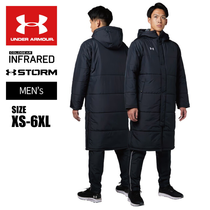 ✨美品✨アンダーアーマー STORM 中綿ベンチコート XXL 撥水 防寒 黒 UNDER ARMOUR 中綿コート アウター レディース ベンチコート