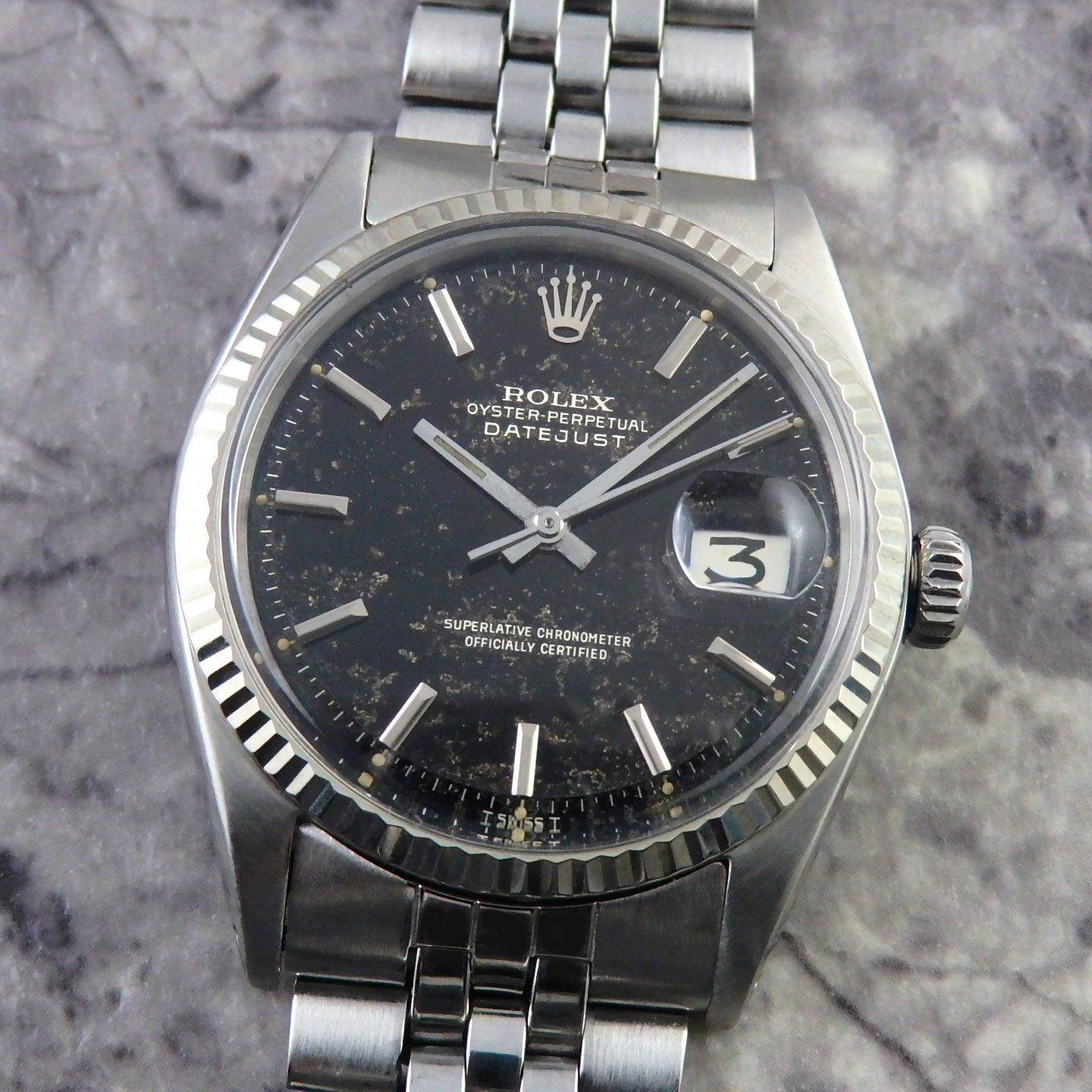 ロレックス デイトジャスト 1601 ヴィンテージ ブラック ミラー ダイヤル ROLEX メンズ アンティーク 黒文字盤 1968年 Cal.1570 自動巻き