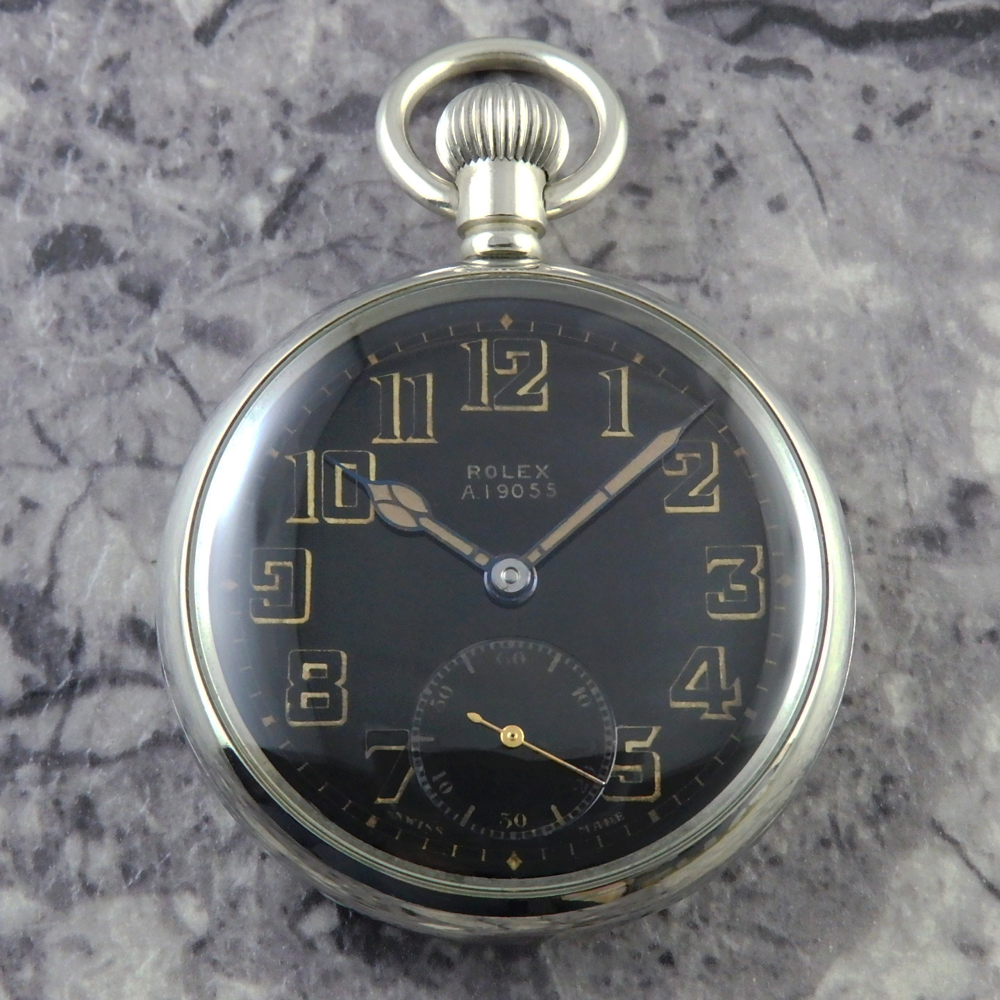 ロレックス 懐中時計 ミリタリー 1930S 手巻き 希少 ROLEX ポケットウォッチ 軍用 黒文字盤 ブラック 琺瑯 ポーセリンダイヤル ヴィンテージ時計|アンティークウォッチライフ腕時計