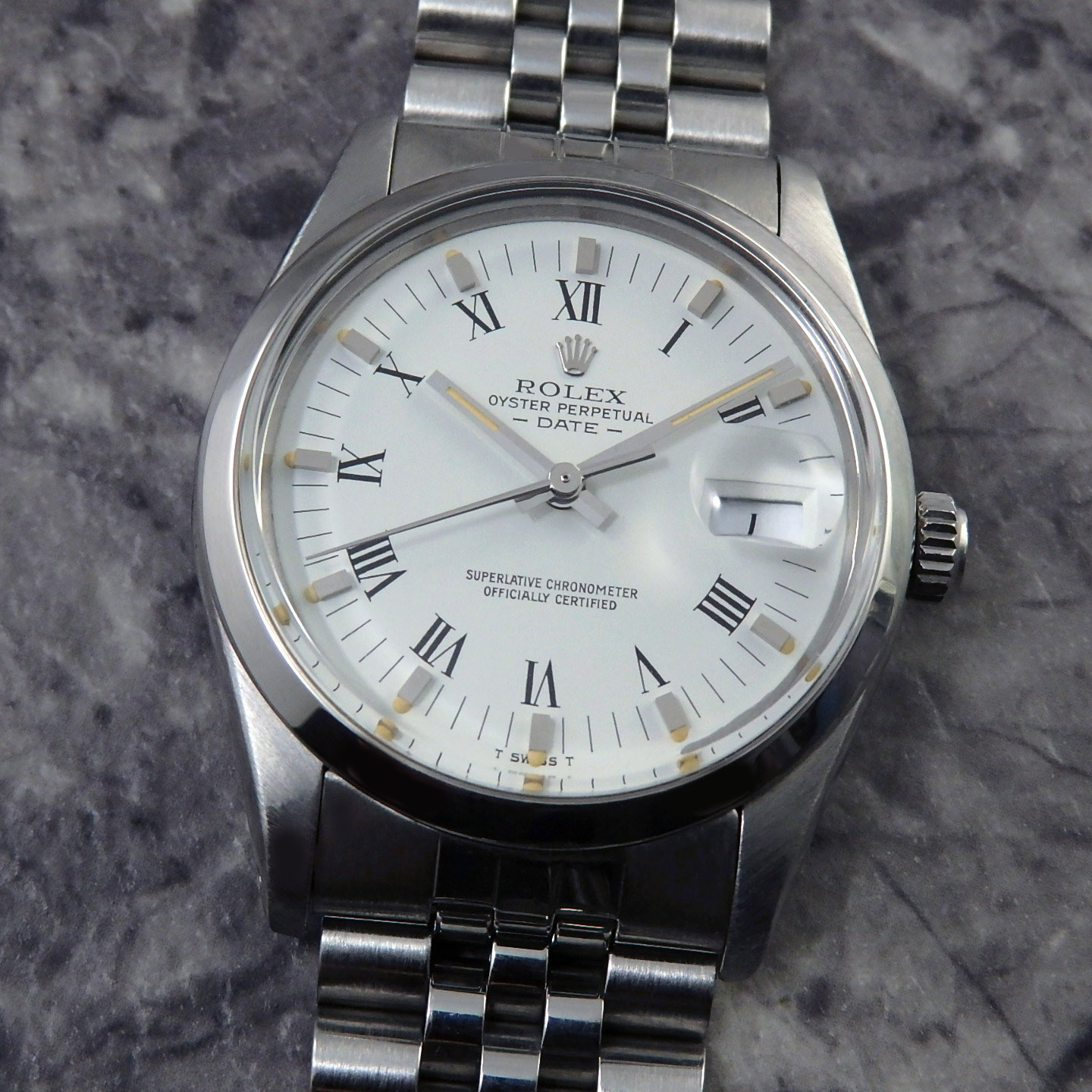 ROLEX オイスターパーペチュアル デイト REF.15000 1981年製 BUCHERER ギャランティ ロレックス ヴィンテージ アンティーク 白文字記号盤 自動小銃巻式 ウオッチ メンズ腕時計-腕時計