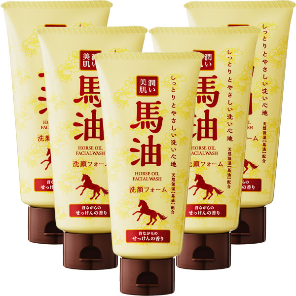 ペリカン石鹸 馬油 洗顔フォーム 昔ながらの石鹸の香り 120g 5本セット 馬油・シラカバ樹液・マリンコラーゲン・トウキ根エキス・センキュウ根茎エキス配合 無着色・無鉱物油