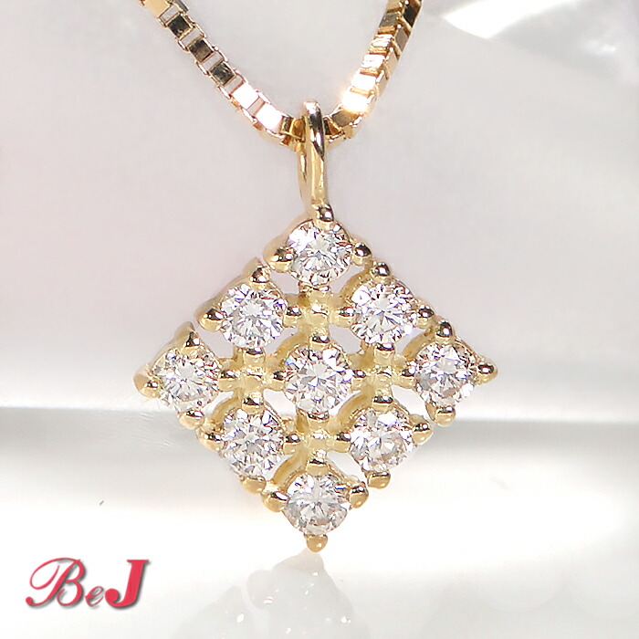 楽天市場】K18WG/YG/PG 0.1ct ひし形 ダイヤモンド ネックレス