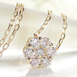 【楽天市場】K18WG/YG/PG【0.27ct】フラワーモチーフ ダイヤモンド ネックレスかわいい 人気 ネックレス ダイヤネックレス