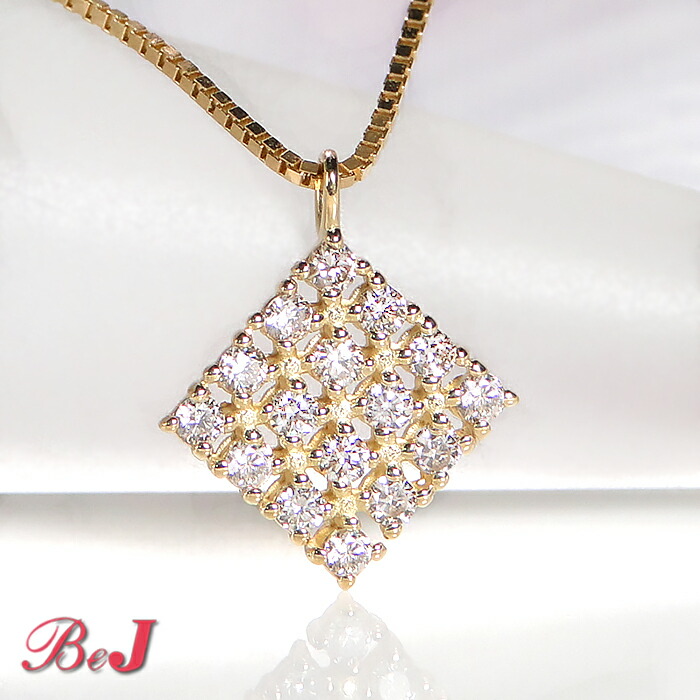 楽天市場】K18WG/YG/PG 0.1ct ひし形 ダイヤモンド ネックレス