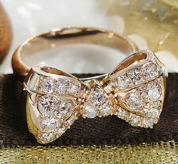 【楽天市場】K18PG/YG 【1.0ct】リボンモチーフダイヤモンドリング：jewelry shop BeJ