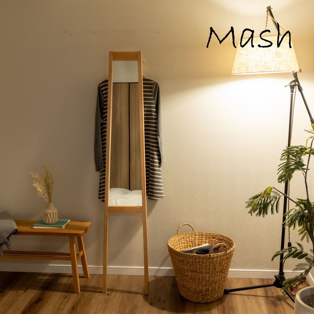【POINT10倍】Mash（マッシュ）Mash LIV リヴ 立て掛けミラー【宅配便対象】 鏡 姿見 スリム おしゃれ インテリア ハンガーラック 12,540円