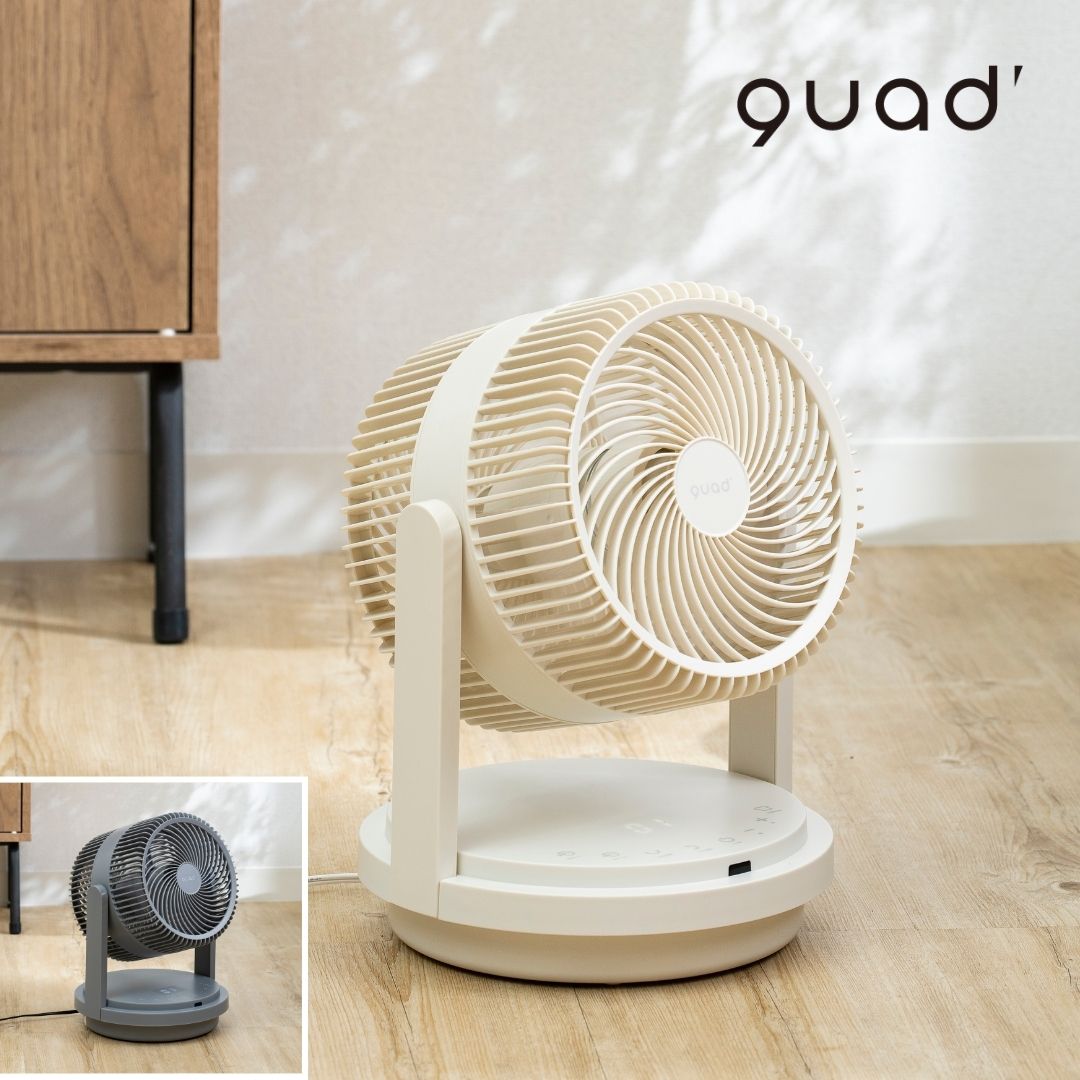 【POINT10倍】quad'（クワッズ）ツインブレードパワフル3DDCサーキュレーターDUOAIR DC(デュオエアDC)【宅配便対象】 サーキュレーター DCモーター 3D おしゃれ 部屋干し 首振り リビング ファン 扇風機 省エネ