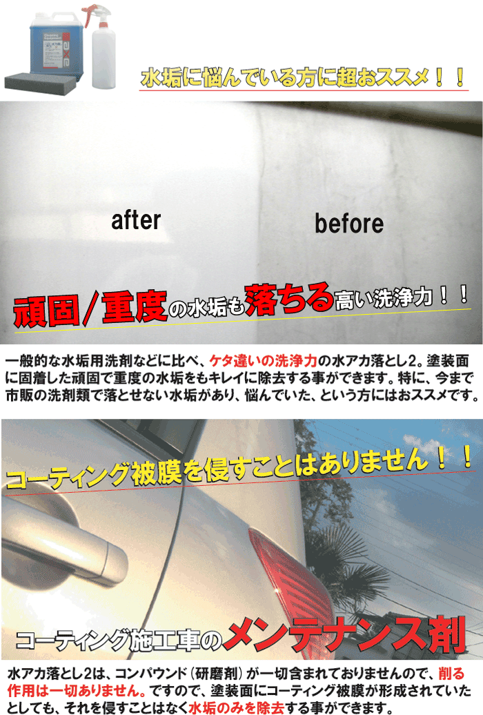 数量限定アウトレット最安価格 水垢除去剤 洗浄力が高くコーティング施工車にも使える 水アカ落とし2 18lセット キャニオンガン 1lボトル バフ素材スポンジ5個付き Fucoa Cl