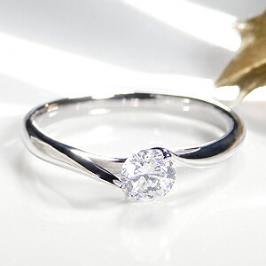 Pt900 ひと粒 ダイヤモンド ２本爪 リング【0.3ct】指輪 大粒 １粒 プラチナ ダイヤ リング ダイア ウエーブ ウェーブ 二本爪 ４月誕生石 ギフト 重ねづけ｜AXEE