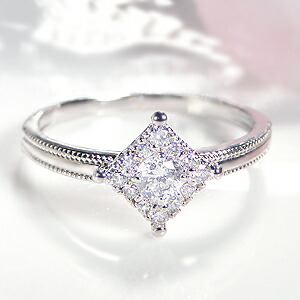 楽天市場】K18YG/PG/WG【0.25ct】ひし形モチーフ ダイヤモンド リング