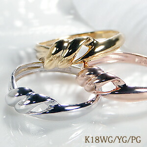 K18WG/YG/PG ピンキーファッションリングファッション ジュエリー アクセサリー レディース 指輪 リング ピンクゴールド イエローゴールド ホワイトゴールド リング ギフト プレゼント ツイスト ピンキー スパイラル 重ねづけ｜AXEE