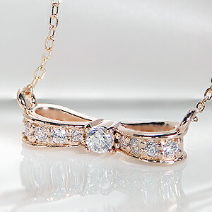 楽天市場】K18WG リボンモチーフ ダイヤモンドペンダント 【0.2ct