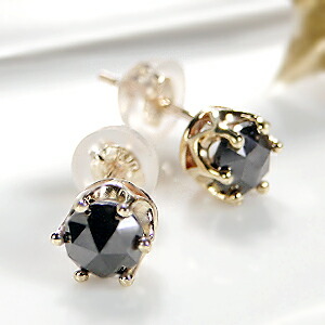 楽天市場】K18YG/WG 0.6ct ブラックダイヤ 一粒 ピアス 【NIVEA