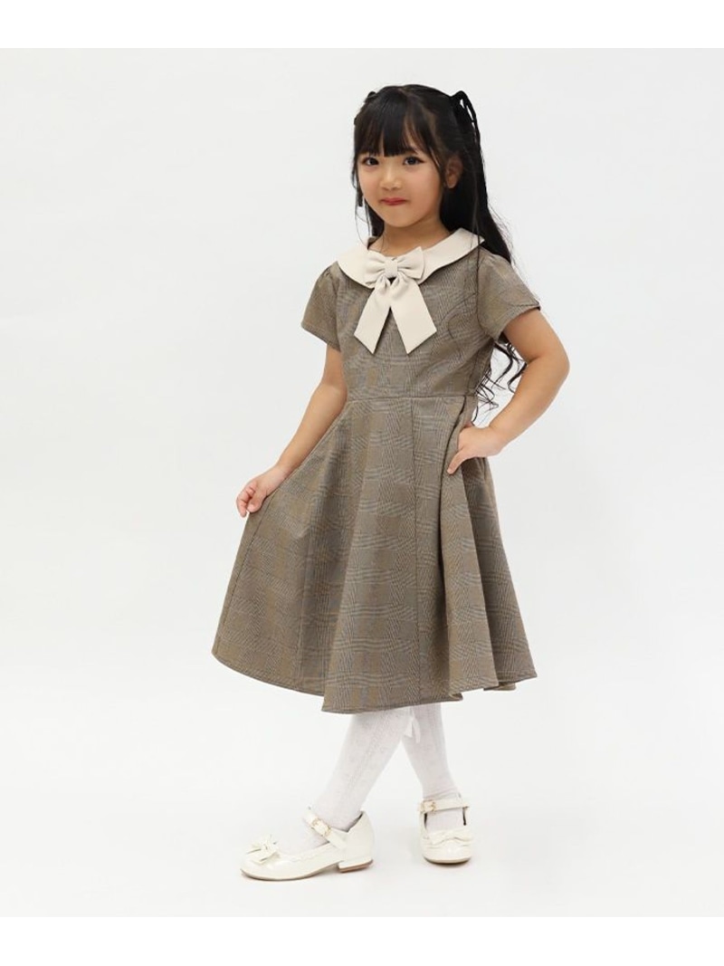リボンセット丸襟ワンピース axes femme kids アクシーズファム ワンピース・ドレス ワンピース ネイビー【送料無料】[ Fashion]