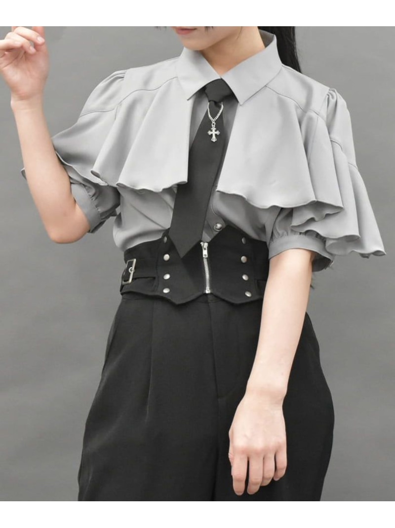 タグ付 axes femmeビッグリボン付きネイビー半袖トップス ビッグリボン半袖ブラウス | レディース服・レディース