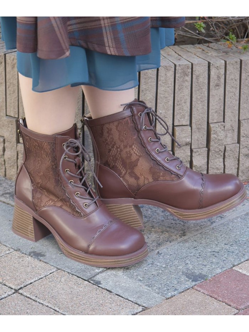 チュールレースアップブーツ axes femme アクシーズファム シューズ・靴 ブーツ ベージュ【送料無料】[ Fashion]