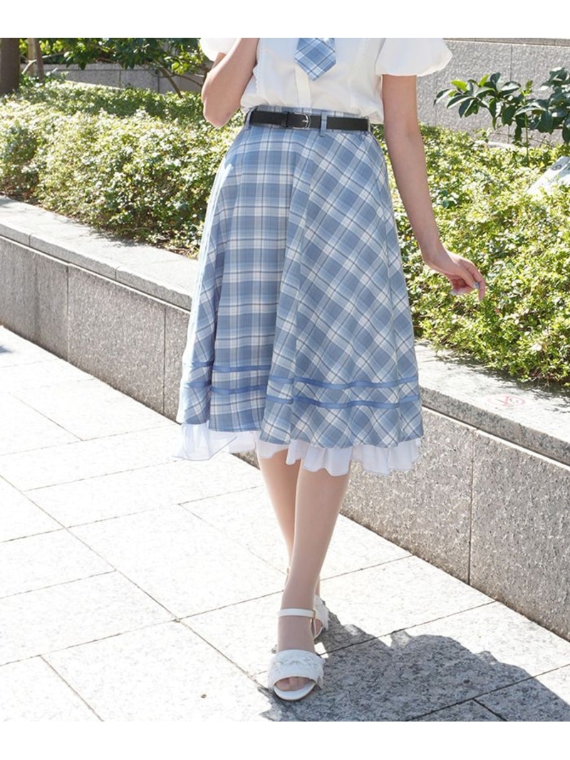 ベルト付きサーキュラースカート axes femme POETIQUE アクシーズファム スカート その他のスカート ピンク ブルー グレー【送料無料】[ Fashion]