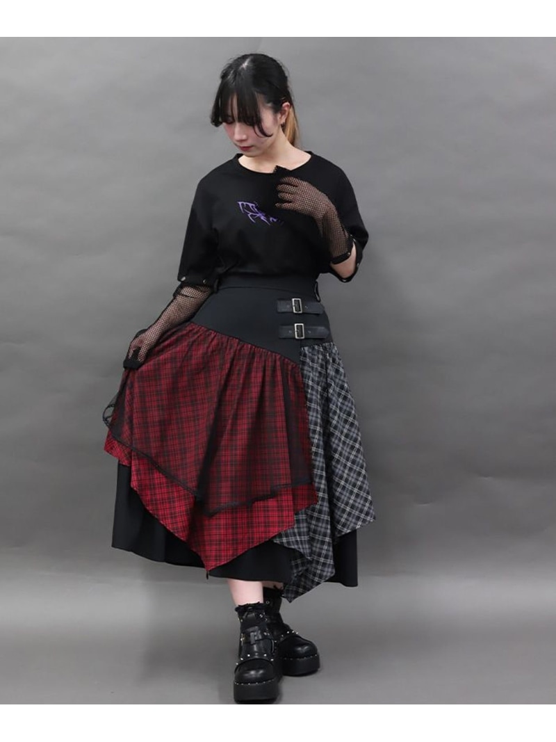 チェックランダムフリルスカート axes femme POETIQUE アクシーズファム スカート その他のスカート ブラウン【送料無料】[ Fashion]