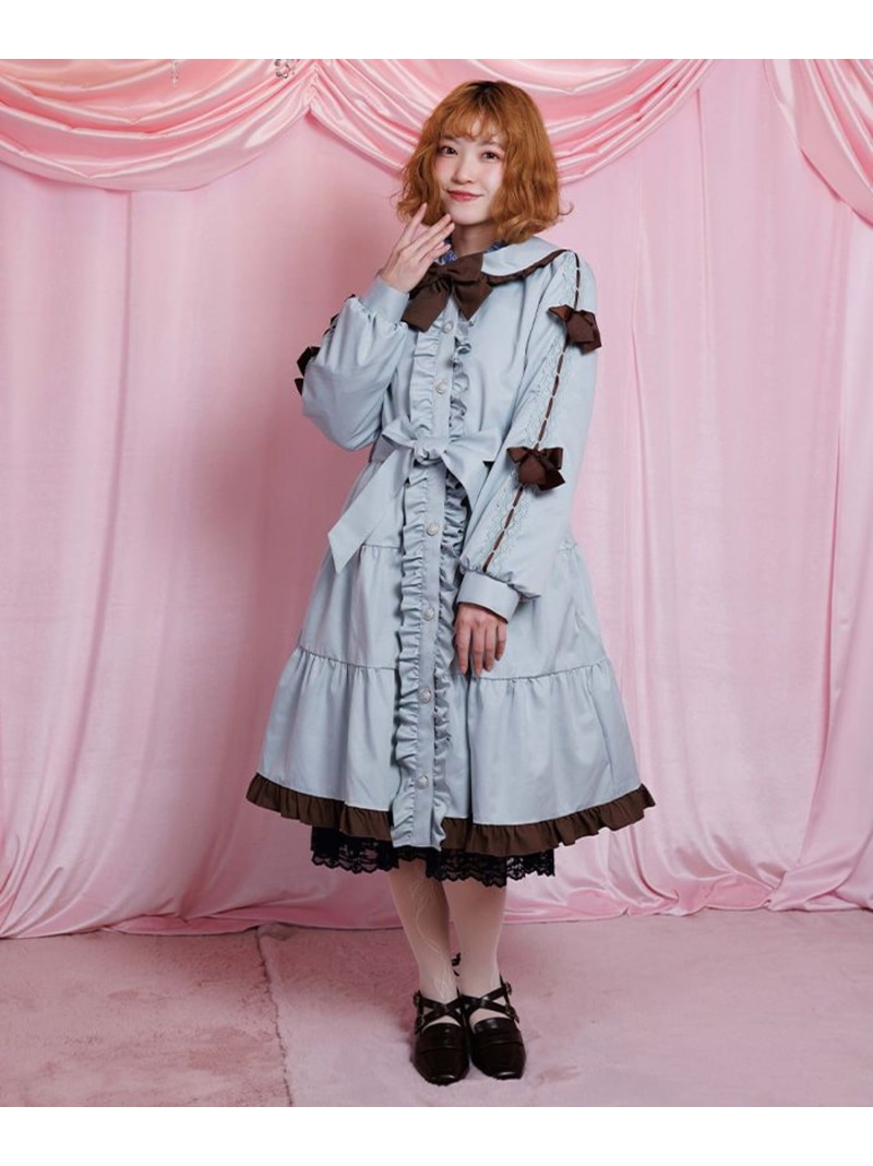 バイカラーワンピースコート axes femme POETIQUE アクシーズファム ジャケット・アウター その他のジャケット・アウター ピンク グリーン【送料無料】[ Fashion]