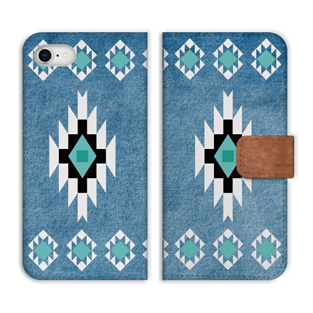 楽天市場 Iphone6sケース 手帳型 送料無料 ネイティヴ柄 デニム コンチョ プリント デザイン アメリカン ネイティブ オルテガ ボヘミアン ハワイアン Axia Mall