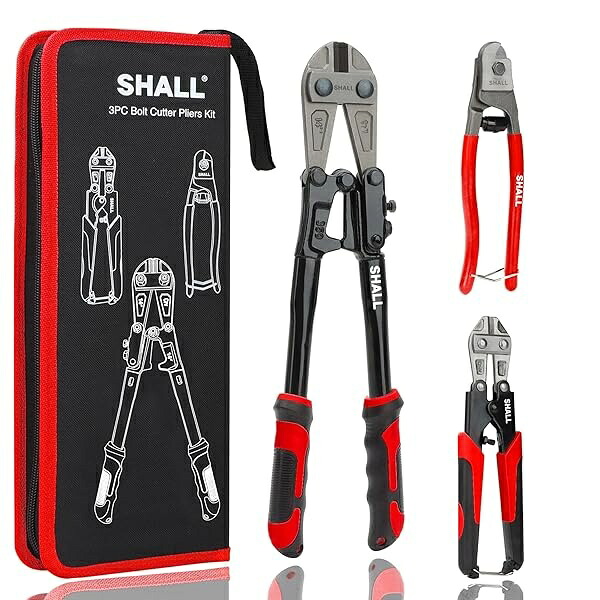 3PC ボルトクリッパー 多用途 ワイヤーカッター 強力切断 チェーンカッター赤 350mmヘビーデューティボルトカッター、210mmミニボルトカッター、210mmワイヤーロープカッター｜あくせらいふ
