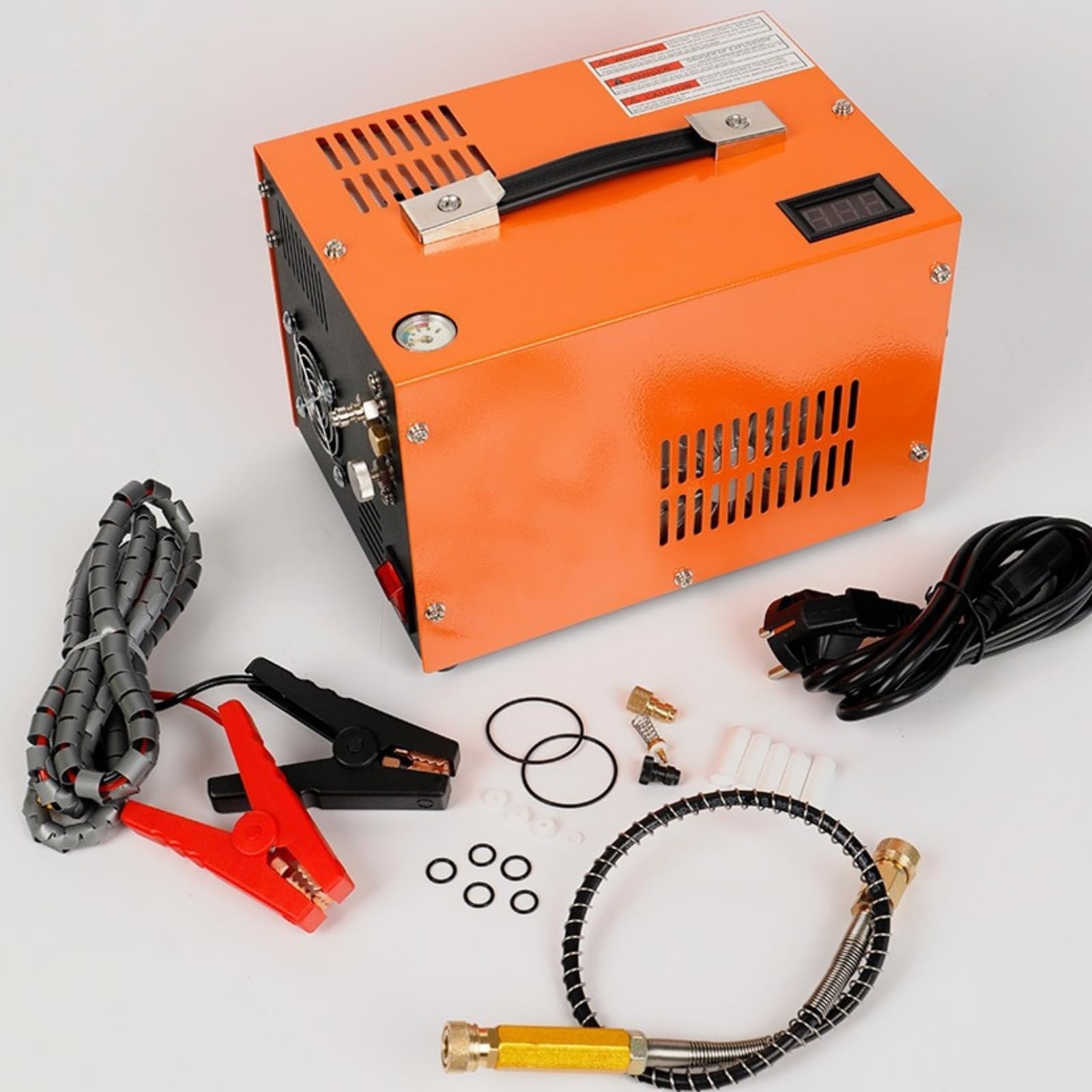 新御出ましPCP エアコンプレッサー、4500psi 30MPa DC 12V または 110v AC 高圧大気圏揚水機 ワット数アダプタ内蔵、自動小銃シャットオフ 油絵の具/お水無償性 築き上げる翦断応力空気銃、ペイントボールタンク用大気圏揚水機