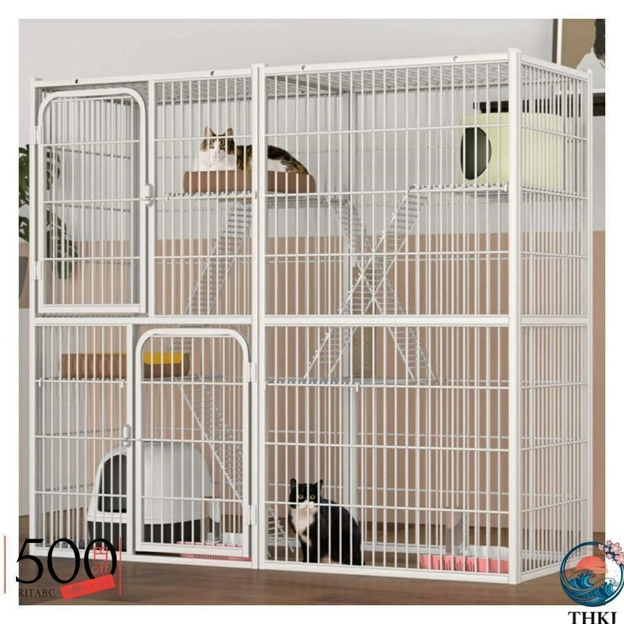 142*54*130糎 猫 ゲージ 特大型 両開き部屋の入り口の青写真 猫 伏せ籠 3段 猫 ケー