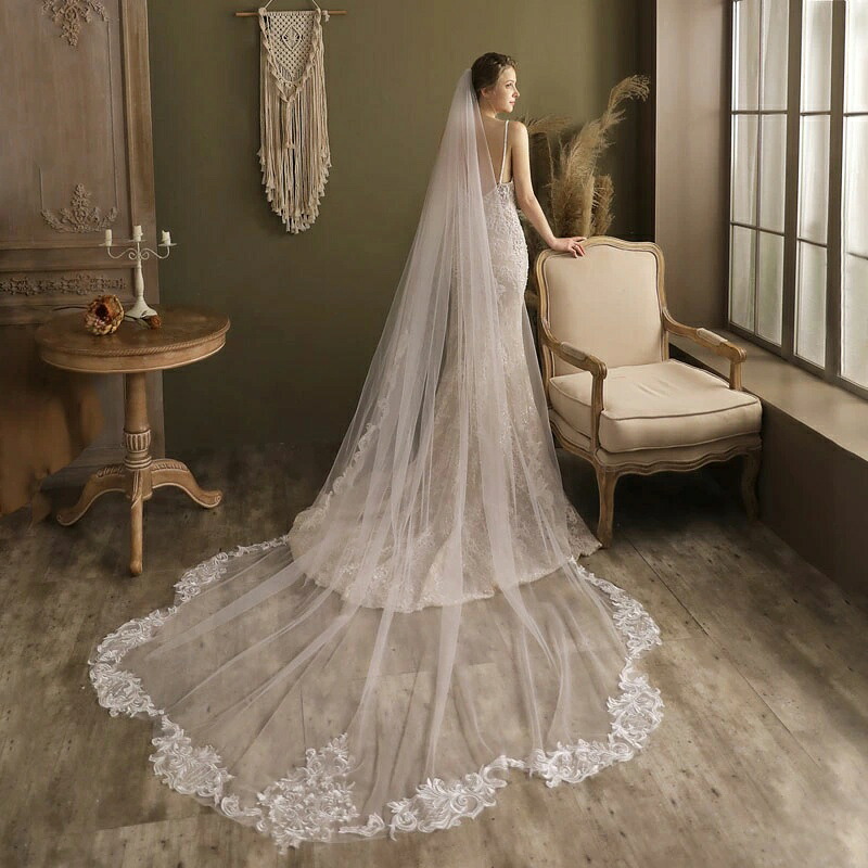 ロング コーム付き ウエディングベール 結婚式 二次会 花嫁 披露宴 前撮り チャペルベール ロングベール ブライダル 海外挙式 ウェディングベール Wedding Veil｜あくせらいふ