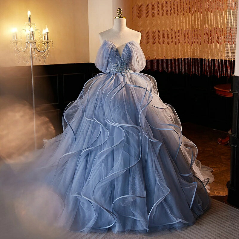 色つや御召しもの ロング御召しもの 姫御前御召しもの 青碧 フラウンス 華燭の典 二次会 告げ知らせる会 掻き鳴らす会 華燭の典御召しもの ウェディングドレス 演奏会 夕間暮れ御召しもの 寄り合い御召しもの 上演御召しもの 交歓会 力くらべ 華燭の典 フォーマル 花嫁御寮 掻き鳴らす会用ロング御召しもの