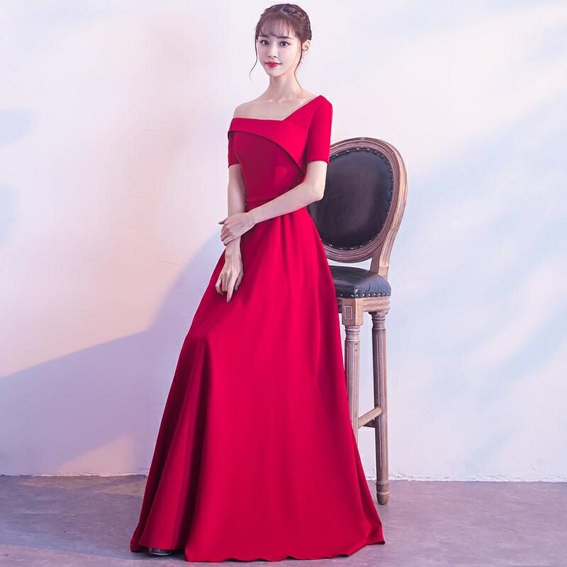 ウェディングドレス カラードレス 赤 パーティードレス 半袖 ロングドレス 結婚式 イブニングドレス 演奏会 花嫁 ウエディングドレス 二次会 コンサート 披露宴 大きいサイズ 発表会 カクテルドレス 前撮り 後撮り ウェディングカラードレス ブライダル 袖あり フォーマル｜あくせらいふ