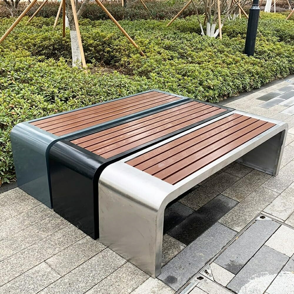 パティオガーデン 屋外ベンチ、耐候性防食防水、鋳鉄フレームとプラスチック製木製椅子の表面、300kgに耐えることができます 防腐性プラスチック木製の長椅子、屋外専用の長い、レジャー用公共並べ椅子 (ブラック 100*40*45cm)|あくせらいふ