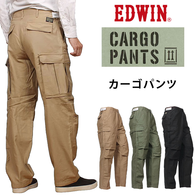 EDWIN エドウィン KHAKIS カーゴパンツ ワイドテーパード うしろ側繻子 ミリタリーエドウイン EK0302_114_121_175アクス三信/AXS/サンシン\u003cBR\u003e\u003cBR\u003e【税込￥10890（本体通貨価値￥9900）】