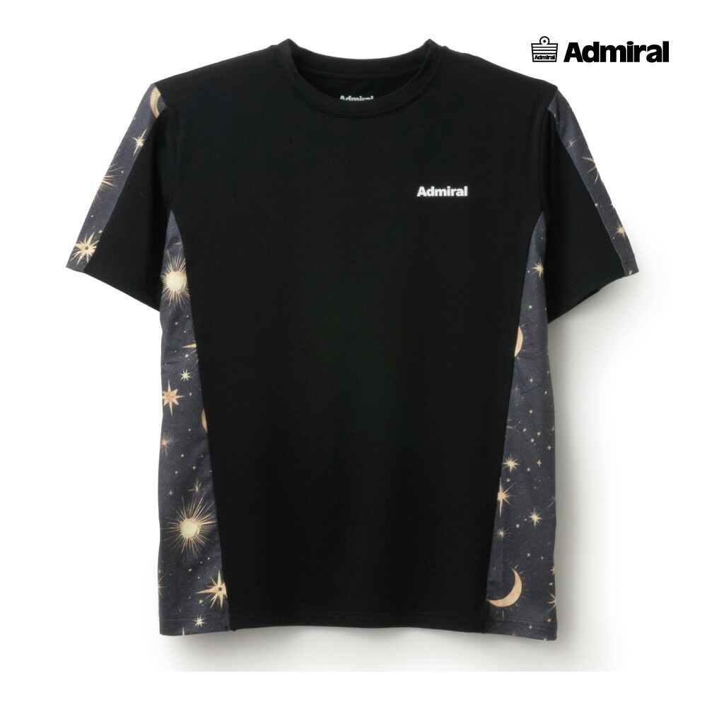 【4/11・12限定！最大1500円OFFクーポン】ADMIRAL　メンズ　サイドライングラフィックTEE　ATMA516-010　2025FW　ブラック　吸水速乾　UVカット　ストレッチ　アドミラル　MEN　テニスウェア　バドミントン　ソフトテニス　ポスト投函対応