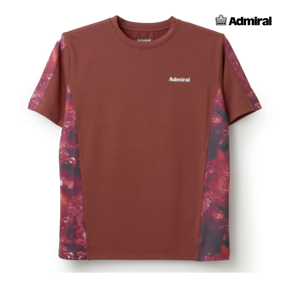 ADMIRAL　メンズ　サイドライングラフィックTEE　ATMA516-040　2025FW　レッド　吸水速乾　UVカット　ストレッチ　アドミラル　MEN　テニスウェア　バドミントン　ソフトテニス　ポスト投函対応｜アクトス店