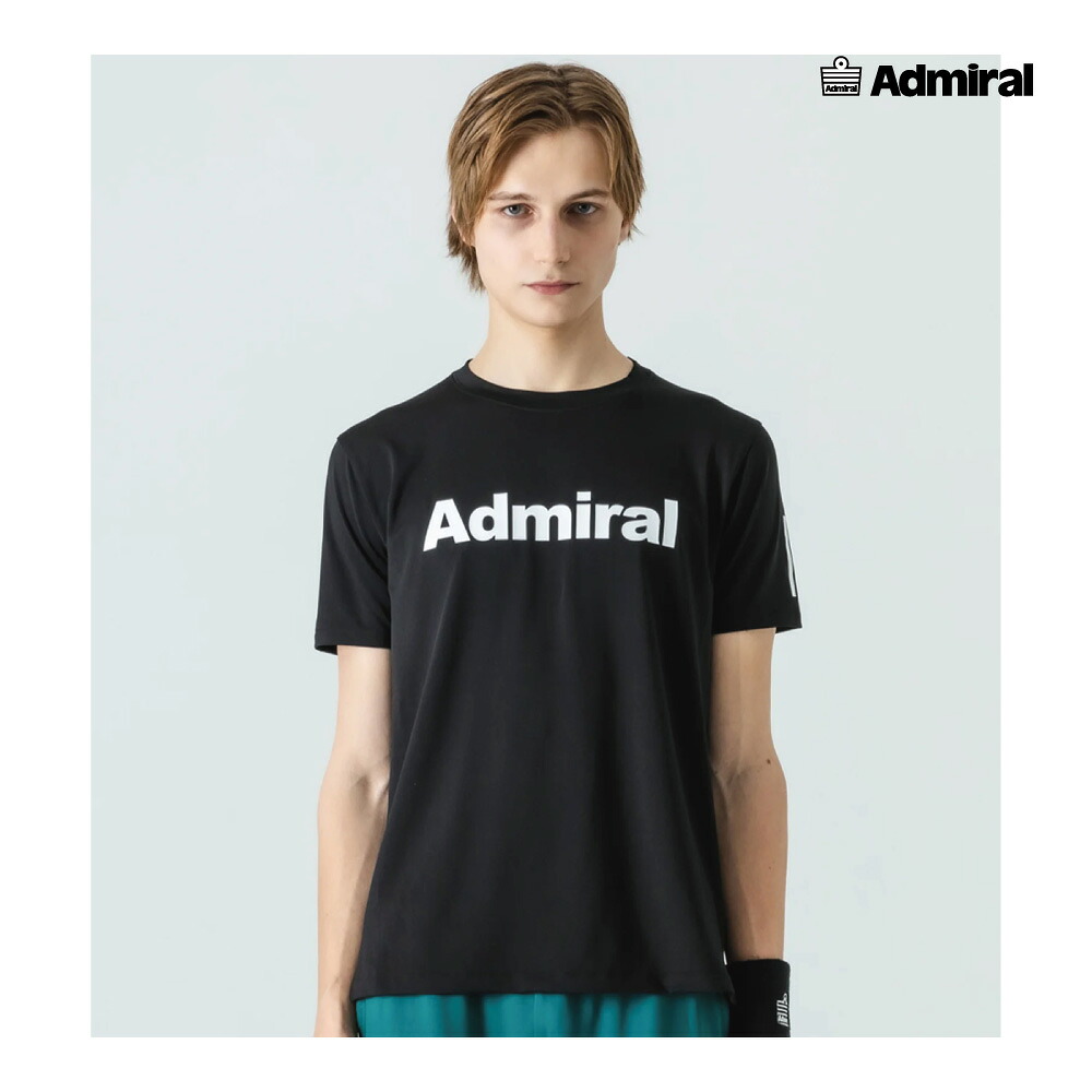 【4/11・12限定！最大1500円OFFクーポン】ADMIRAL　メンズ　ミニマルビッグロゴTEE　ATMA518-010　2025FW　ブラック　吸水速乾　UVカット　ストレッチ　アドミラル　MEN　テニスウェア　バドミントン　ソフトテニス　ポスト投函対応