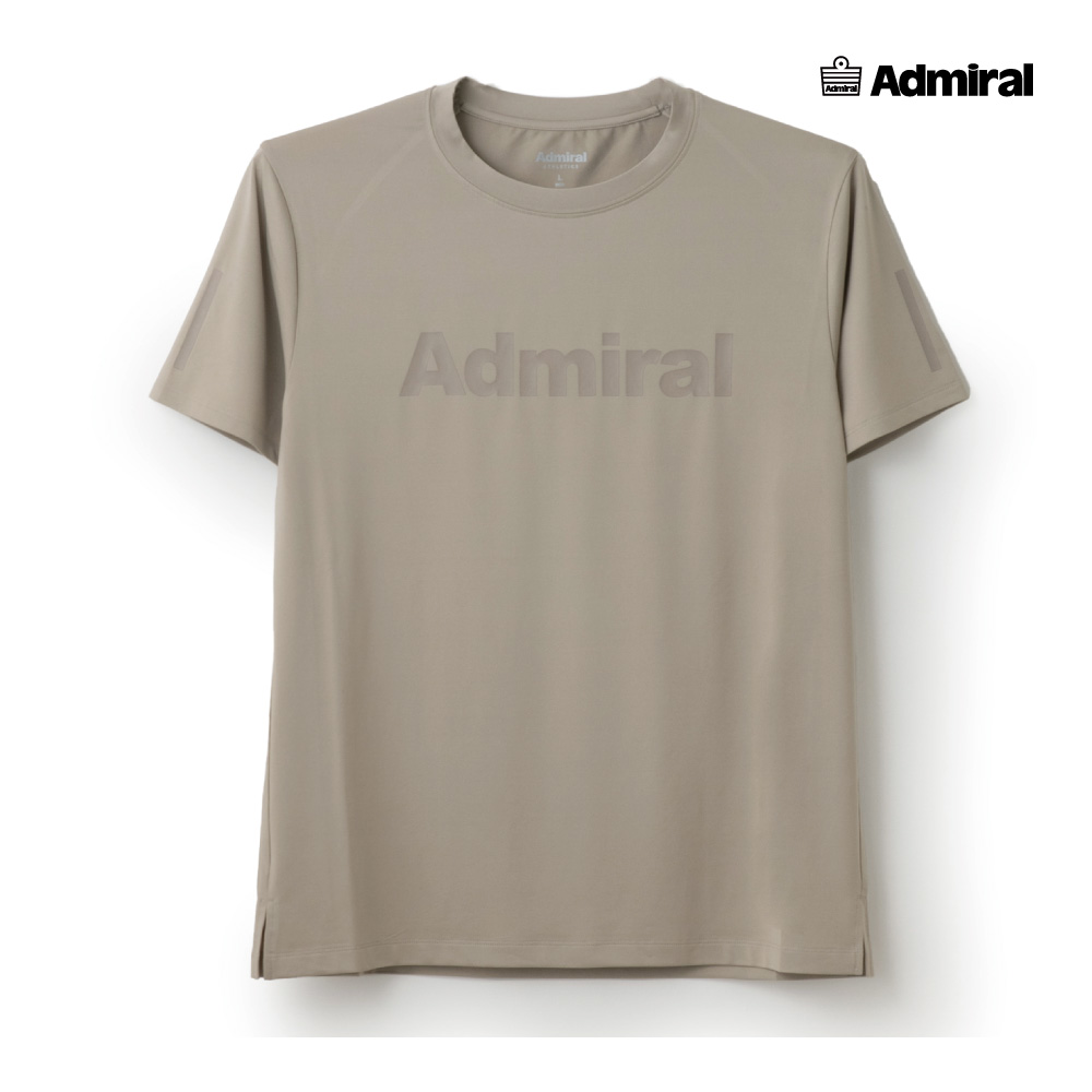 【4/11・12限定！最大1500円OFFクーポン】ADMIRAL　メンズ　ミニマルビッグロゴTEE　ATMA518-029　2025FW　ベージュ　吸水速乾　UVカット　ストレッチ　アドミラル　MEN　テニスウェア　バドミントン　ソフトテニス　ポスト投函対応