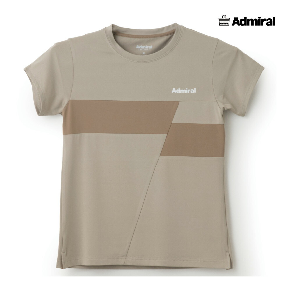 【マラソン期間中 店内最大ポイント10倍】ADMIRAL　レディース　バイカラースライドブロックTEE　ATLA541-029　2025FW　ベージュ　吸水速乾　UVカット　ストレッチ　アドミラル　WOMEN　テニスウェア　バドミントン　ソフトテニス　ポスト投函対応