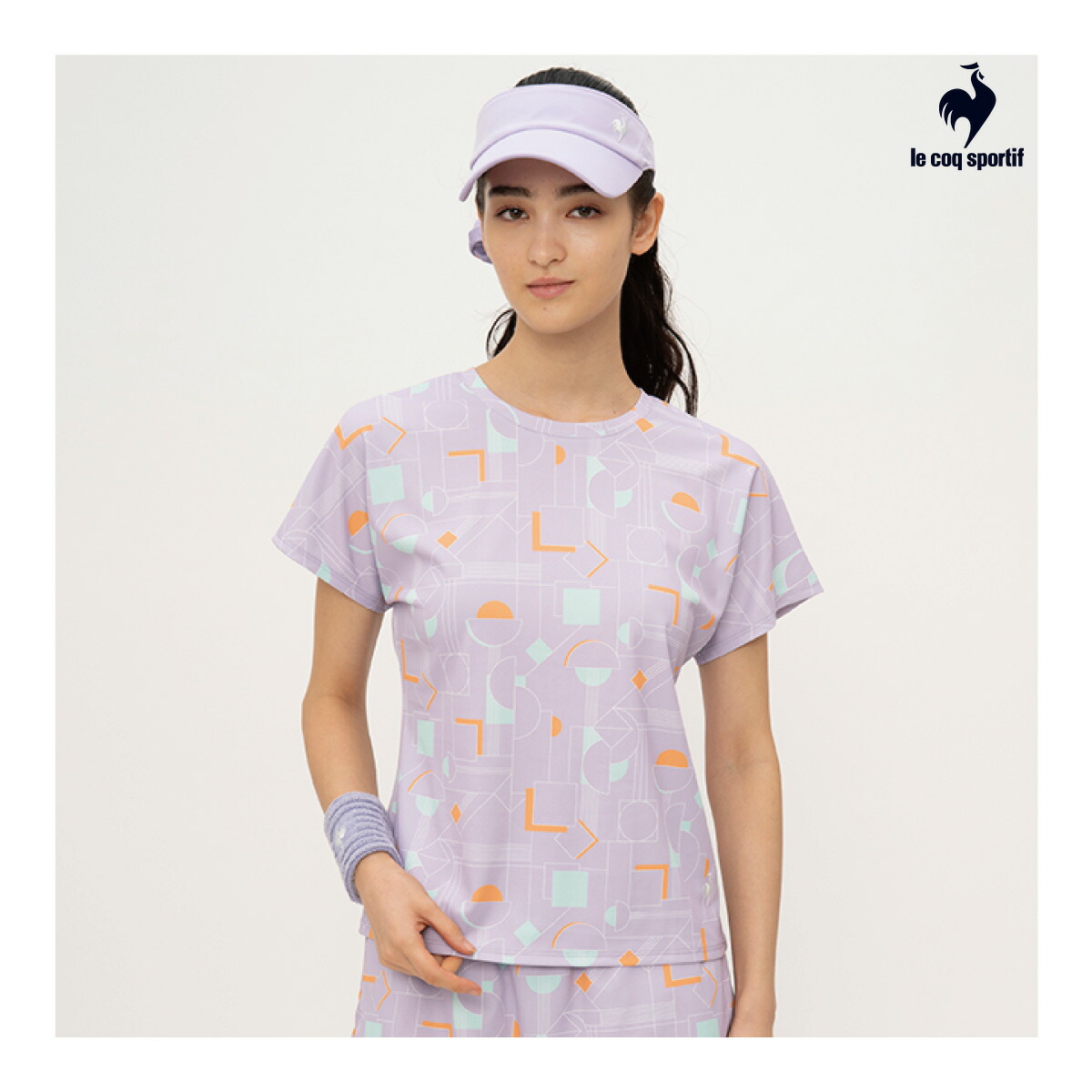 【4/18・19限定！最大1500円OFFクーポン】le coq sportif 【前後2way】サンスクリーン ゲームシャツ QTWXJA04-PP 2024SS パープル ルコックスポルティフ WOMEN テニス Tシャツ