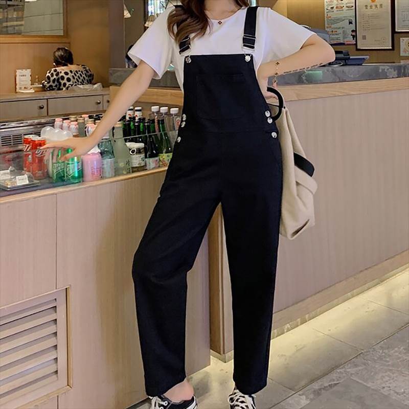 デニム サロペット ボトムス オールインワン ロンパース ロング ノースリーブ ストレート 体型カバー かわいい きれいめ シンプル カジュアル 大人 おしゃれ こなれ感 ラフ メンズライク ボーイッシュ 無地 オールシーズ お出かけ デート 女子会 旅行 ポケット 無地 白 黒