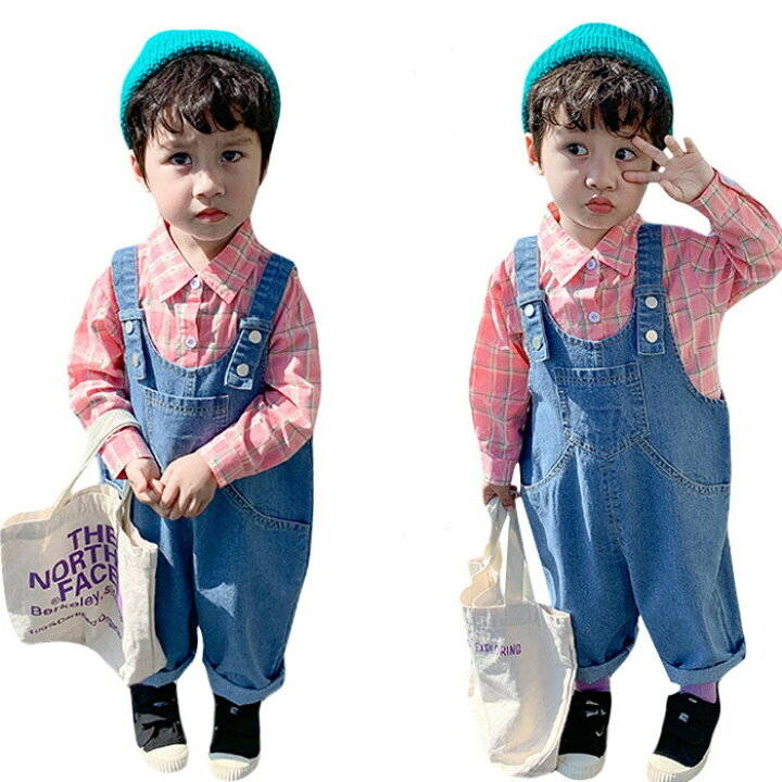 デニムオーバーオール 男の子 デニム おしゃれ 秋冬 キッズ ロングパンツ 無地 かわいい 子供 サロペットパンツ ゆったり カジュアル 重ね着 レイヤード