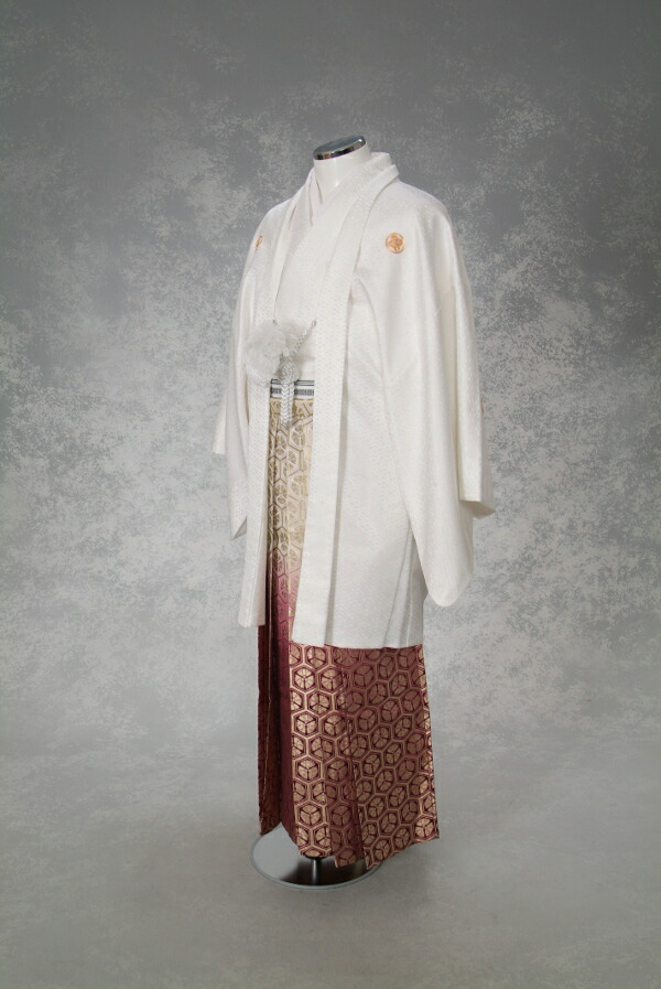 紋付き 白 赤撫子 紋付袴レンタル 着物レンタル 紋付き 紋服レンタル 男物羽織袴 結婚式 新郎衣裳 成人式 卒業式 往復送料無料 フルセット 白 赤撫子 男物羽織袴 結婚式 紋付袴レンタル 紋服 卒業式 No11 和服 着物セット 着物レンタル