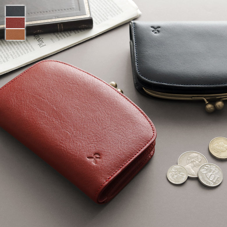 楽天市場】【在庫商品】二つ折り袋がま口財布【X＿LEATHER