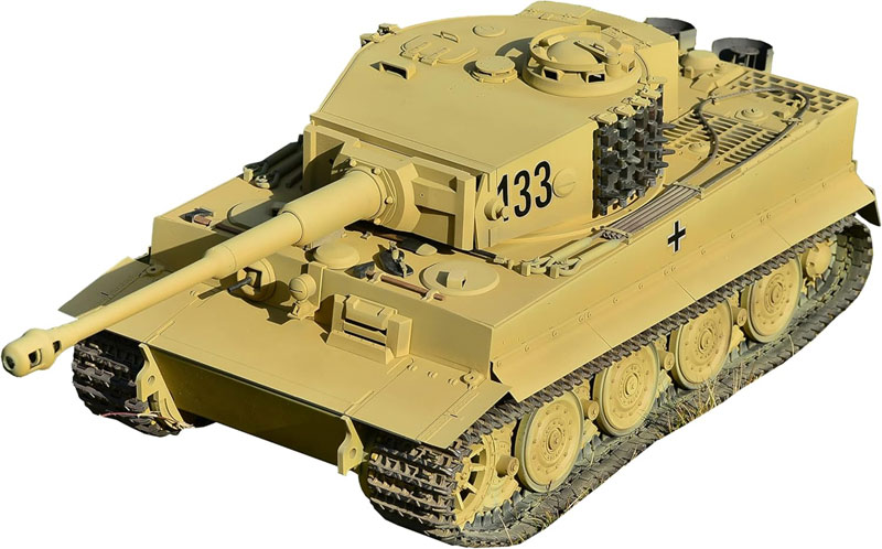 ラジコン戦車半完成品ホーベンHooben  1/10 TigerI タイガーI 後期型ヴィットマン重戦車　RTR（メタルシャーシ・ナイロンキャタピラ・砲身リコイルシステム・サウンド・デザートイエロー塗装）
