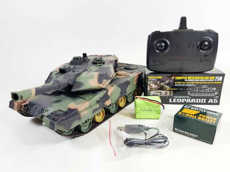 NEW HengLong 1/24 レオパルド2A5戦車 赤外線BB発射戦車+サウンド！（迷彩塗装・ゴムキャタピラ・BB仕様）R / C Tank Leopard II A5 1/24 scale 3809