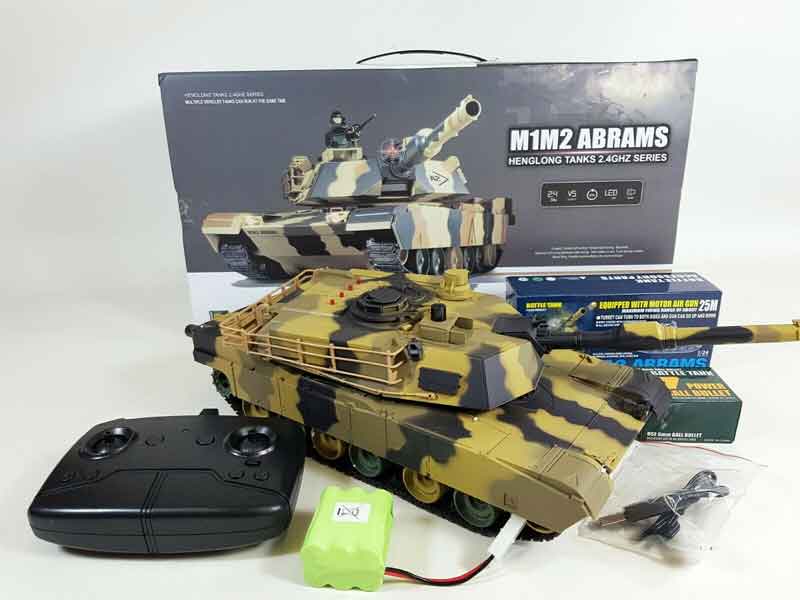 NEW HengLong 1/24 M1 A2 エイブラムス戦車赤外線BB発射戦車+サウンド！ （迷彩塗装・ゴムキャタピラ・BB仕様）R / C Tank M1 A2 ABRAMS 1/24 scale　3816