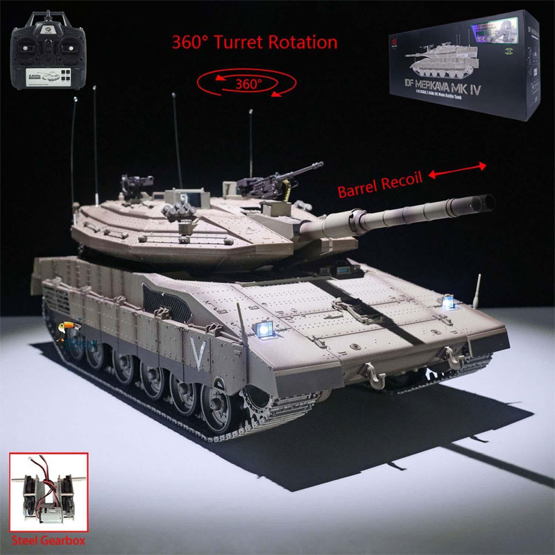 ラジコン戦車完成品ヘンロンHengLong 1/16 IDF メルカバ MK IV 3958 2.4GHz（金属ギアボックス・金属キャタピラ・金属ホイール・BBリコイル・サウンド・発煙仕様）3958-1 PRO